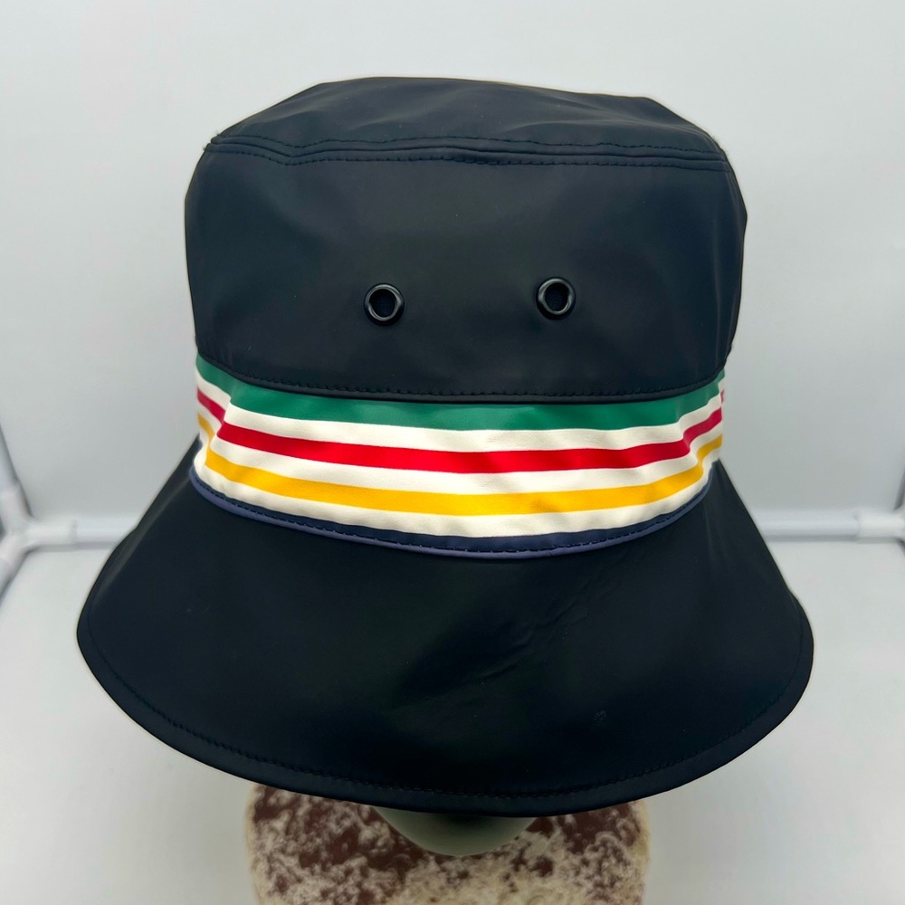 NWT HUDSON'S BAY HBC STRIPES Black Nylon Unisex Bucket Hat